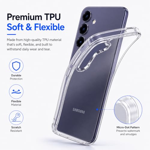Image of DIZORO for Samsung Galaxy S24 5g Case Clear,[30X Anti-Yellowing] Galaxy S24 Phone Case with Hard Back & Soft Edge,[15FT Mil-Grade Protection][Built-in 4 Airbags] Case for Galaxy S24