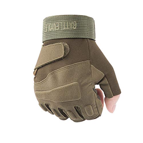 Tbrand LIDANTECH Fingerless Tactical Gloves Knuckle Protection Breathable Lightweight Outdoor Military Gloves Suitable for Shooting Hunting Motorcycles(Army Green, X-Large) - Thumbnail 5