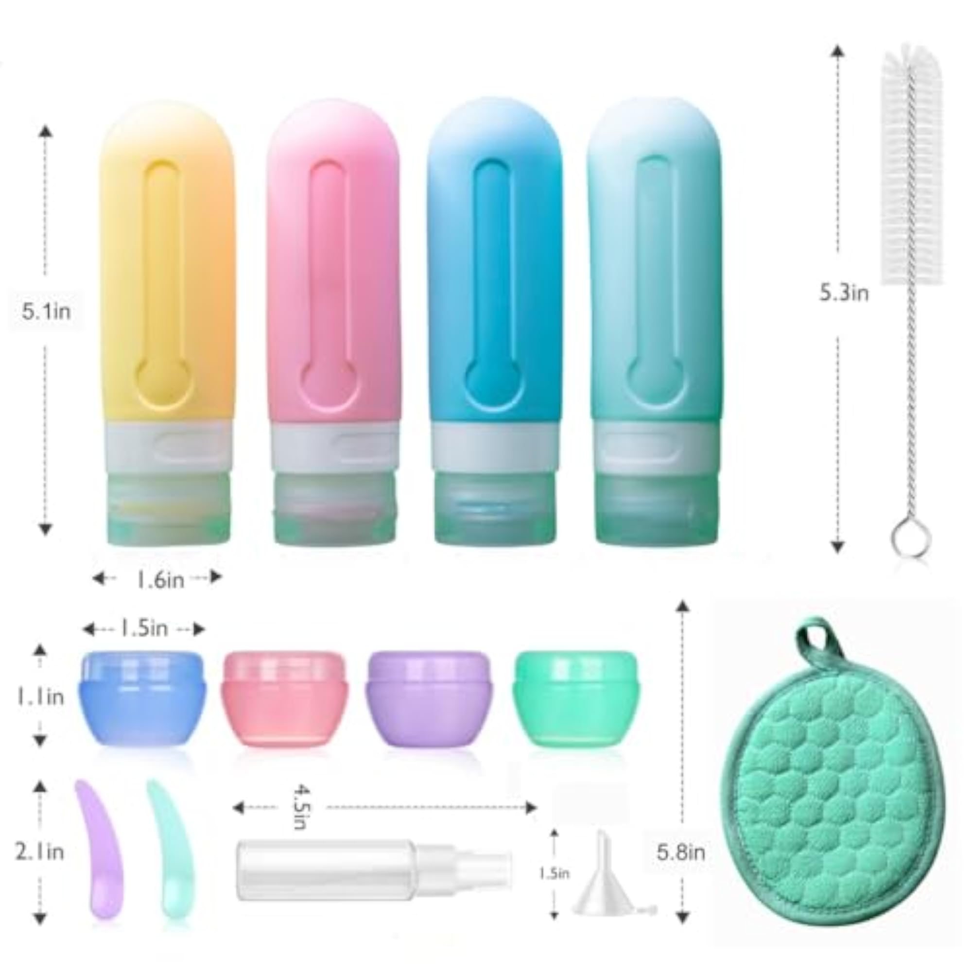 16 Pack Mini Bottles & Containers Travel Size Toiletries Set