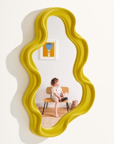 Wavy Wall Mirror Decor for Girly Bedroom Classroom, 16x10 Small C...
