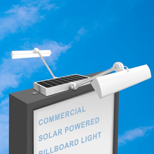 Image of Solar Sign Light, Solar Sign Lights Outdoor Waterproof for Business, 2 Sided LED Light, Dusk to Dawn, Street & Yard Signs, Real Estate, Bus Stops, Highway & Hotel Signboard (White)