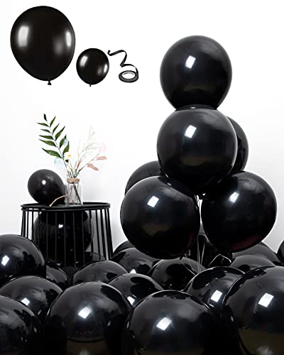 Styirl 80 Pcs 12/5 Inch Black Balloons, Party Balloons As Birthday Balloons/Fathers Day Balloons/Graduation Balloons/Gender Reveal balloons/Bride Balloons for Birthday/Baby Shower/Wedding/Party decorations