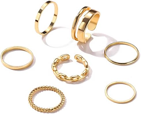 Shining Diva Fashion Latest Stylish Metal Boho Midi Finger Rings for Women and Girls - Set of 7 (D12983r), Golden