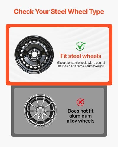 VEVOR Hubcaps Wheel Covers, 15 Inch Set of 4 Wheel Rim Cover Hubcaps OEM Replacement, R15 Size Snap On Car Hub Caps, Universal 10-Spoke ABS Tire Rim Caps for Hyundai Chevrolet Ford Honda, Silver/Black - 2