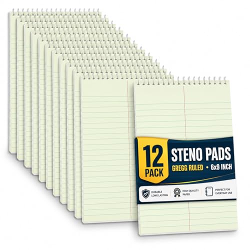 Blocs Steno avec réglure Gregg Rule et papier vert anti-reflet