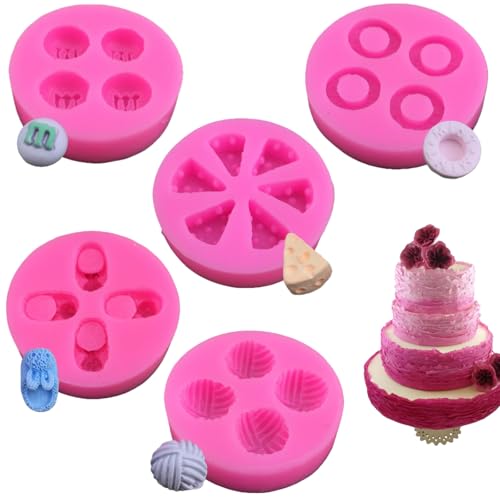 5 PCS Cheese Silicone Mold Sturdy Yarn Ball Candy Slipper Mold For Fondant Cake Cupcake Toppers Chocolate