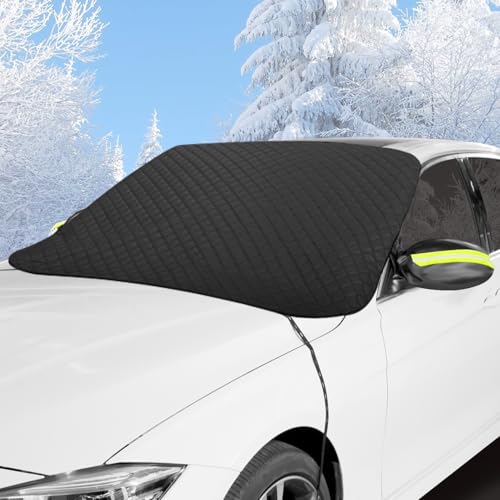 Copri Parabrezza Auto Ghiaccio e Neve, 4 in 1 Copertura Parabrezza Auto, con Protezione Magnetica Contro Neve Ghiaccio Protezione per Specchietti, Adatto alla Maggior Parte dei Veicoli, Berline e SUV
