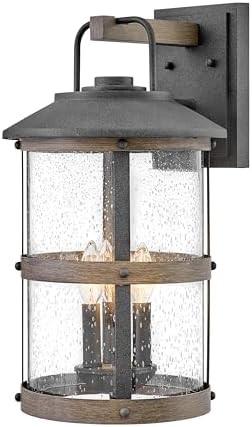 Hinkley Lakehouse Three Light 4W Cand. LED Outdoor Large Wall Mount Lantern, Aged Zinc