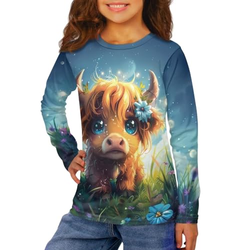 Image of Girls Basic Tee Shirts Outdoor Long Sleeve Shirt Winter Clothes Size 3-16 Top Fall Clothes Gift for Holiday