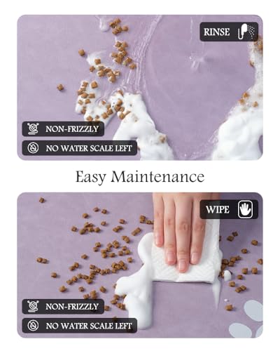 Image of Pet Feeding Mat-Absorbent Dog Mat for Food and Water Bowl-No Stains Quick Dry Water Dispenser Mat-Dog Accessories Pet Supplies-Bowl for Messy Drinkers（Purple,12 inchx19 inch