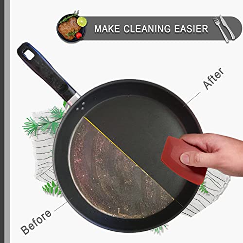 Grill Pan Scrapers Set, Fuluwt 4 Pack Sturdy Polycarbonate Plastic Grill Pan Scraper For Cast Iron Skillet, Grill Pans, Frying Pans, Wok, Cookware. #TOP4