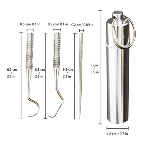 EXCEART 1 set / 3 stuks zaktandenstokerhouder sleutelbos titanium tandenstoker metalen tandenstoker houder tandenstoker… - Afbeelding 3