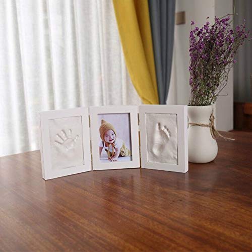 Marco lindo de la foto del bebé huella pie o mano impresión moldeada Set DIY Huella Inkpad suave arcilla reparto entre padres e hijos huellas dactilares