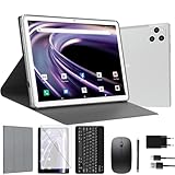 ANTEMPER Tablet 10 Zoll mit Tastatur und Stift | 16GB RAM+128GB ROM (1TB TF) 2026 Neueste Android Tablet PC | MTK Octa-Core 2.0GHz | 5G WiFi | 13MP | 7000mAh Akku | GMS Zertifiziert, Silber
