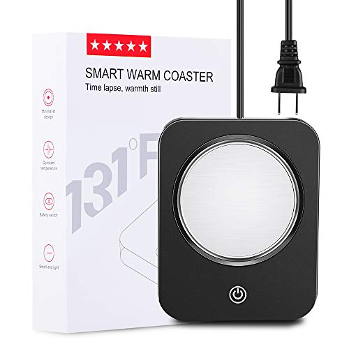 Mug Warmer, Coffee Warmer for desk, Cup warmer with automatic shut off for Office Home Use, Electric Cup Beverage Plate for Candle, Water, Cocoa, Milk (Black)