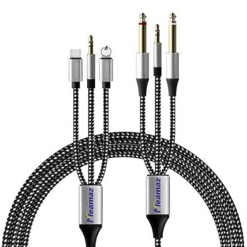 Meamaz MFiF3-in-1I[fBIP[u Light ning USB C 3.5mmRlN^[2{̃IX1/4"6.35mmI[fBIXeIP[uiz[VA^[Xs[J[p[AvDVDpDAC`bvځj (6.35mm+