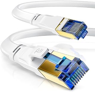 CSL - 10 m CAT 8.1 kabel sieciowy płaski 40 Gbits - LAN kabel krosowy - CAT 8 Gigabit RJ45 Ethernet Cable - prędkość światłowodowa 40000 Mbits - płaski kabel - kabel instalacyjny - Cat 6 Cat 7 Cat 8