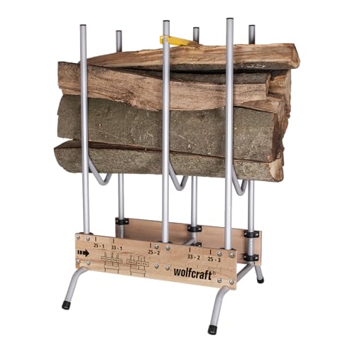 wolfcraft Sägebock 5121000 - klappbar - Robuster & stabiler Holzbock zum schnellen und sicheren Zuschneiden von Brennholz mit der Kettensäge - inkl. Auswurfsicherung/Tragkraft: 150 kg - Made in Europe