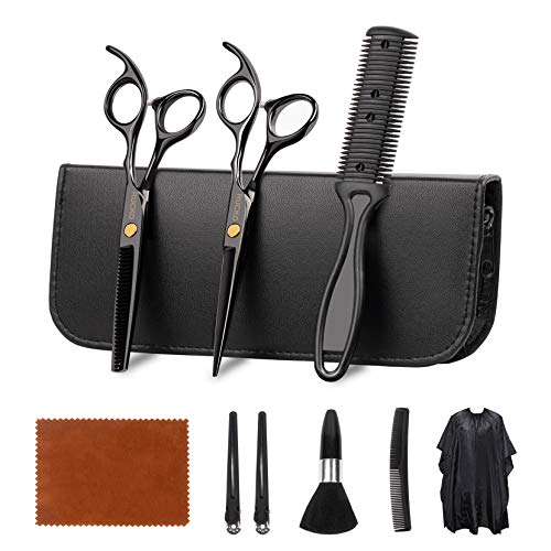 Hair Cutting Kits, RUCKO 10pcs Hair Shear Scissors Set with Thinning Scissors Cape Professional Home Barber Salon Haircut Kit for Women & Men