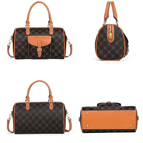 TIBES Vintage Barrel Bag for Women - Vegan Leather Purses and Handbags Satchel Bags for Women, Ladies Top Handle Handbags2