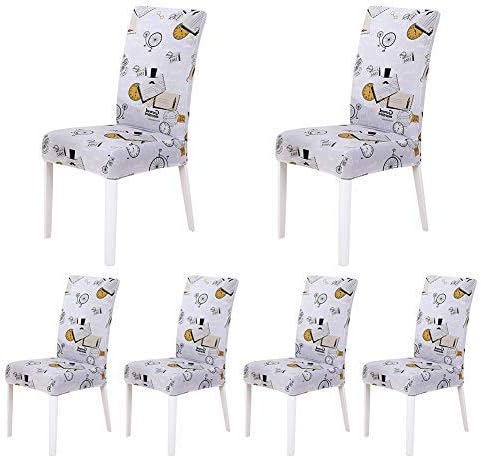 nordmiex Spendex Dining Chair Slipcovers - 6 Pieces Removable Dining Chair Covers Wrinkle and Stain Resistant Chair Protector Fitted Stretch Cushion Covers for Dining Room