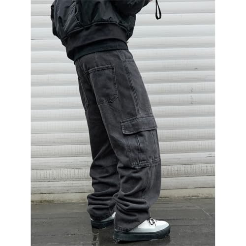 Men's Baggy Jeans Hip Hop Trousers Wide Leg Denim Pants Jeans Streetwear Korean Cargo Trousers4