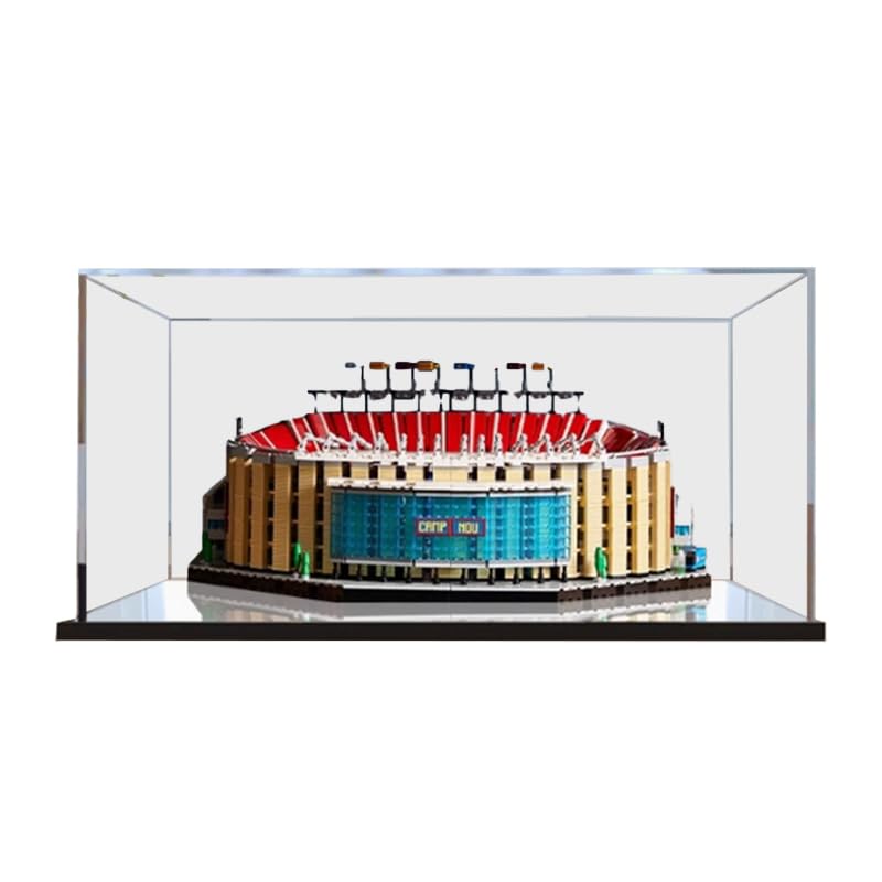 Clear Acrylic Display Case for Lego Creator Expert 10284 Applicable for Camp Nou FC Barcelona Designed Display Box Gift(Display Case Only) (Mirror Bottom)