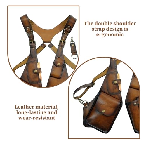 Bolso de hombro antirrobo para hombre en cuero marrón claro ideal para viajes y ropa vintage 5