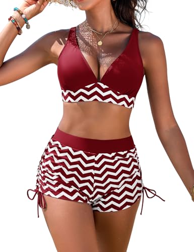 Svanco Bikini Damen Set mit Shorts, V-Ausschnitt Verstellbar...