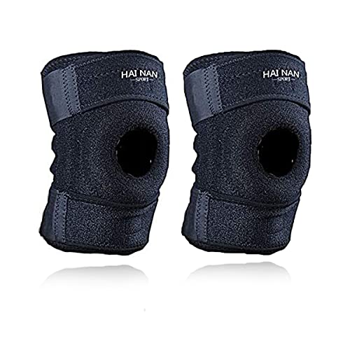 2 PCS Knee Brace Support Sleeve for Arthritis, Meniscus Tear, Running, Basketball, Sports, Athletic, Runners - Adjustable Open Patella Stabilizer Protector Wrap to Relieve Pain Injury Recovery 2 PCS