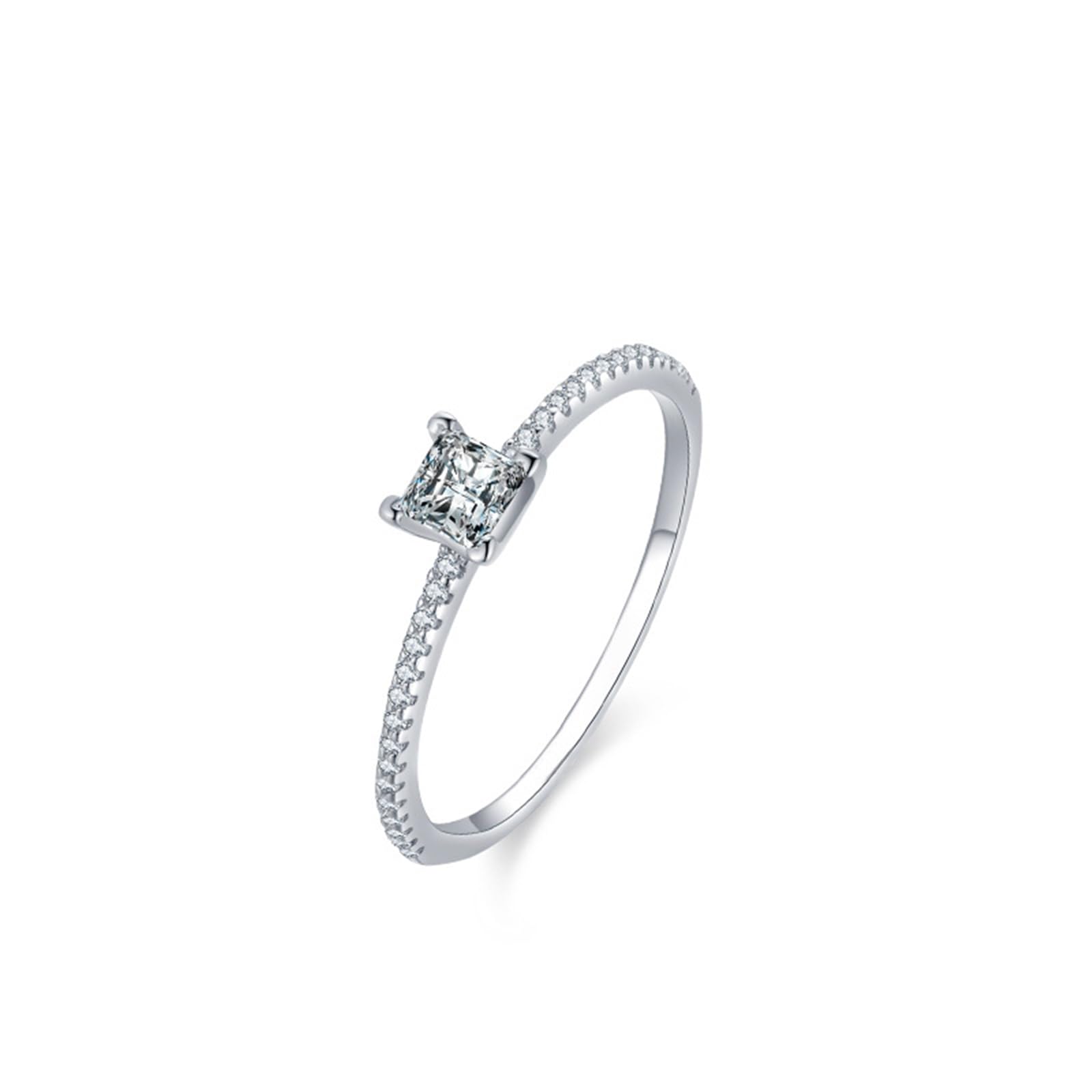 Simple obrączki ślubne, białe złoto 750, proste, dla kobiet z diamentem laboratoryjnym 0,5 ct i moissanitem, pierścionki przyjaźni, złoto 750, rozmiar 47 (15,0)-65 (20,7)