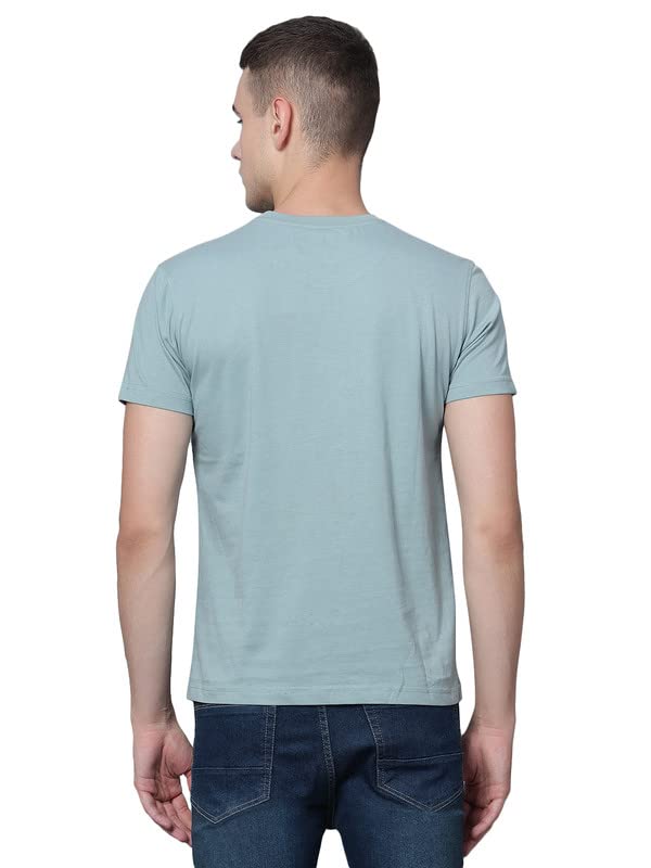 Image of Cantabil T-Shirt for Men l Breathable & Soft with Color Fastness Regular Fit Round Neck Cotton Blend Fabric Solid Pattern