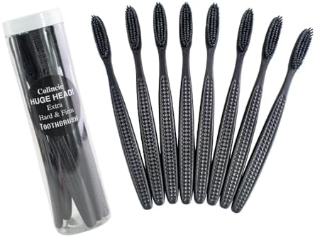 Huge Head Extra Hard & Firm Toothbrush, Large Long Head Charcoal Bristle Tooth Whitening Dental Oral Care (Black, Extra Large) image 4