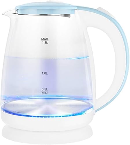 SLCHJX Bolli elettrici, bollitore di Vetro Elettrico Cordless, 1,8 L Luce a LED di Illuminazione Blu in Acciaio Inossidabile, Bolli a Bolli a Bolli a Bolli a Bolli