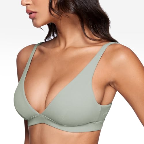 Image of INGIA Deep V-Neck Sports Bra Padded U Back Yoga Workout Bra | Low Impact, Fitness, Yoga, Wireless, Workout, Contour, Crop Top, for Women
