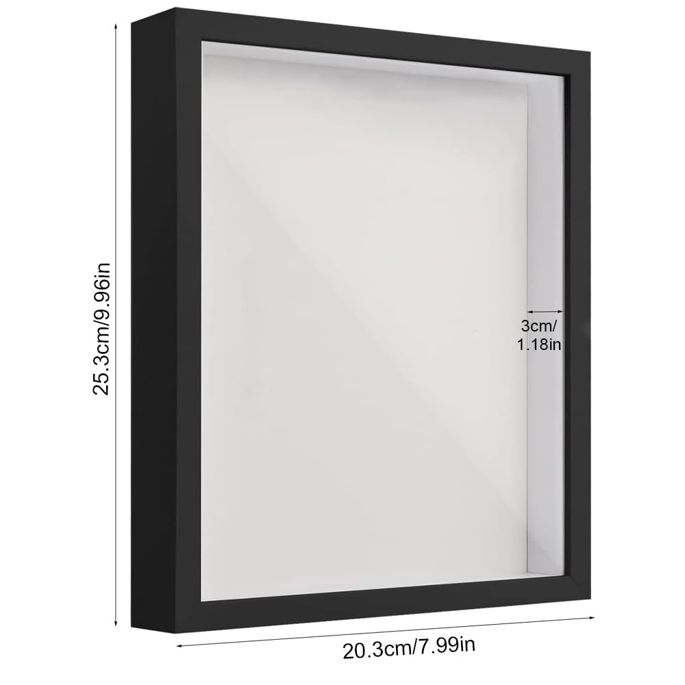 Cadre Photo 3D Bois Noir 25x30 Cm Profondeur 3 Cm – Boîte Ombre Pour Souvenirs & Mariage