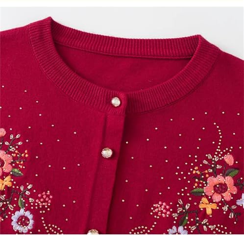 Middle-Aged and Elderly Women Embroidery Cardigan Sweater Spring Slim Thin Knit Grandma Sweater3