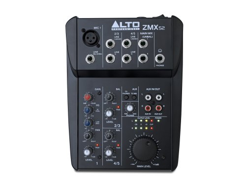 Alto Professional ZMX52 | Studio Quality 5 Channel Compact Audio Mixing Desk with an XLR Microphone Input, 2 Stereo Inputs and an Aux Output - Thumbnail 7
