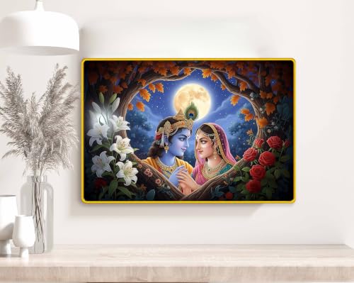 Image of Indianara Radha Krishna Painting With Golden Frame, 18 x 12 Inches (Style 6)
