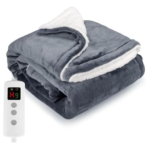 PROALLER Manta Electrica Grande, Doble Franela Polar Sherpa, Lavable a Máquina, Temporizador De 9 Horas y 10 Configuraciones De Calor, Manta Termica Manta Electrica 200 x 150 CM Gris