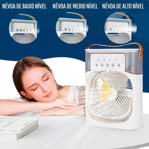 Ventilador Portátil de Mesa Mini Ar Condicionado Umidificador Climatizador Água e Gelo Mini Pulveriz