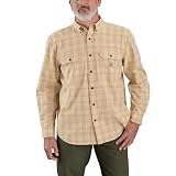 Carhartt Camisa a cuadros de manga larga de cambray de peso medio para hombre, X-Small