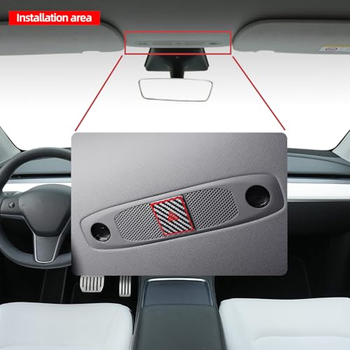Image of BETTERHUMZ Car Interior Carbon Fiber Sticker Compatible with Tesla Model 3 2023-2020 Model Y 2024-2020 Roof Warning Button Trim Reading Light Cover Accessories (Silver)