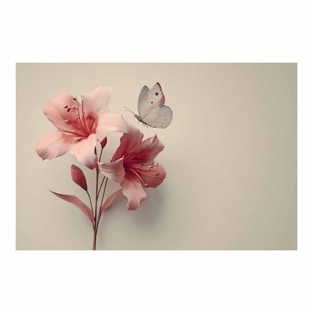ZAMAEIU Nature Landscape Canvas Wall Art Pink-flowered butterflys posters picture, Modern Wall Decor, for Bedroom, Office, Living Room, Corridor, classroom(pink)-20x30cm Unframed