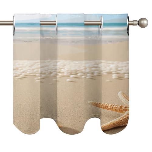 Cortinas opacas de concha de mar y playa de 52 x 18.1 pulgadas para ventana de dormitorio 6