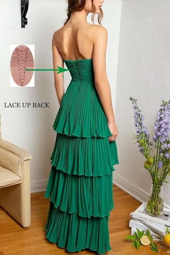 Strapless Tiered Chiffon Prom Dresses Corset Long Formal Gown Wedding Bridesmaid Homecoming Dress for Teen2