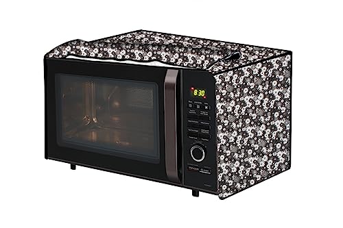 Image of The Furnishing Tree PVC Waterproof Microwave Oven Cover Compatible for Morphy Richards 20 L Grill 20MBG Floral Pattern Grey White