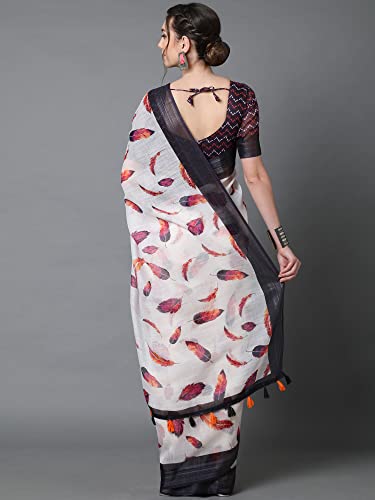 Image of AKHILAM Women's Multicolor Litchi Silk Ethnic Motif Print Saree With Unstitched Blouse Piece|sarees for women | litchi silk sarees
