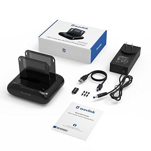 Wavlink Dual Bay External Hard Drive Docking Station,Usb 3.0 To Sata I/Ii/Iii For 2.5 Or 3.5In Hdd/Ssd With Offline Clone Function, Supports Uasp Sata 5Gbps[ 2X16Tb Support] #TOP7