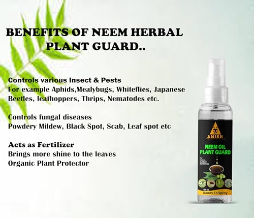 Image of Amish Herbal Neem Oil Spray 100 ml |100% Pure & Water-Soluble Neem Oil Spray for Plants | 100ml Ready-to-Use Plant Insecticide, Fungicide & Miticide | Safe for Indoor & Outdoor Garden